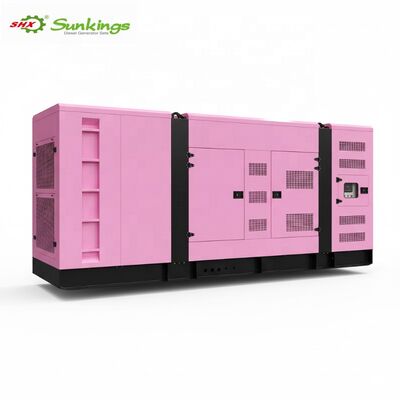 ژنراتور دیزل صامت سه فاز 900KVA سفارشی 50Hz فرکانس ریموت هوا 12V DC سفارشی رنگ صورتی ATS گزینه جدید
